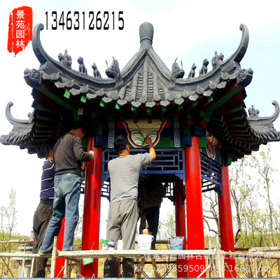 【園林古建工程施工彩繪古建涼亭水泥亭子村口牌樓牌坊制作安裝